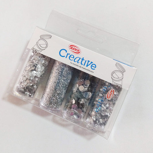 Set de Confeti / Glitter Plateado