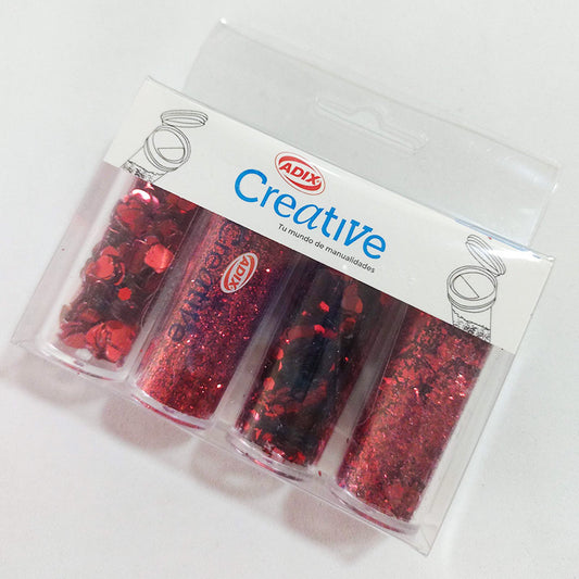 Set de Confeti / Glitter Rojo