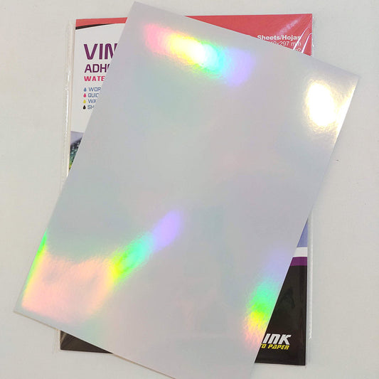 Vinilo adhesivo tornasol imprimible, A4 - 20Hojas