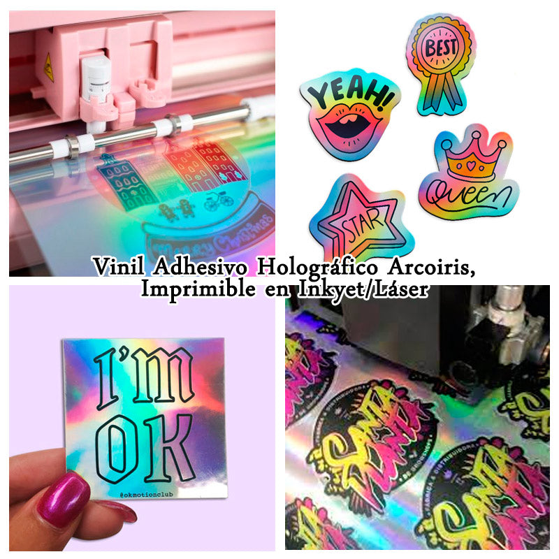 Vinilo adhesivo tornasol imprimible, A4 - 20Hojas