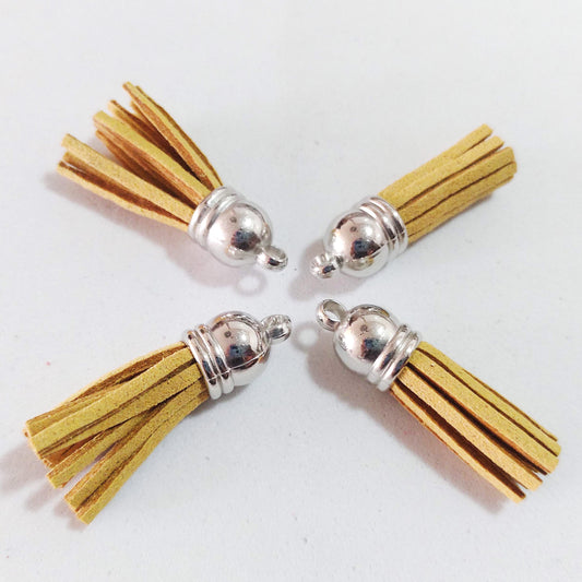 Set de 4 borlas de 3,5cm para llaveros - Beige