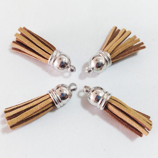 Set de 4 borlas de 3,5cm para llaveros - Café Claro