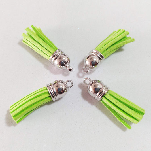 Set de 4 borlas de 3,5cm para llaveros - Verde Neón