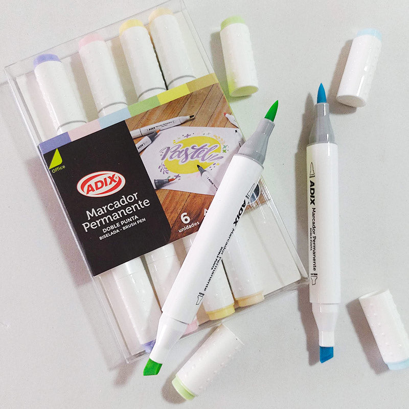 Marcadores permanentes doble punta, Set de 6