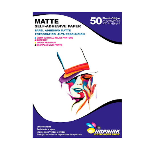 Papel Fotográfico adhesivo Matte 128gr, A4