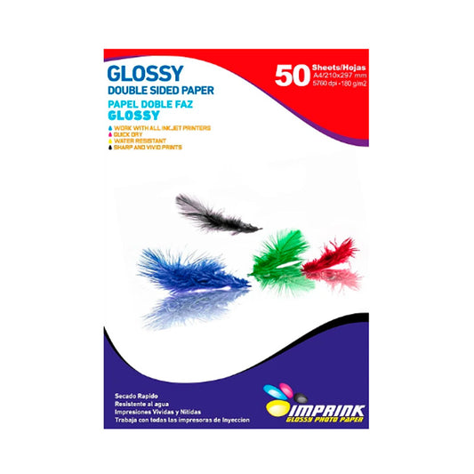 Papel Fotográfico Doble Faz Brillante 180gr, A4